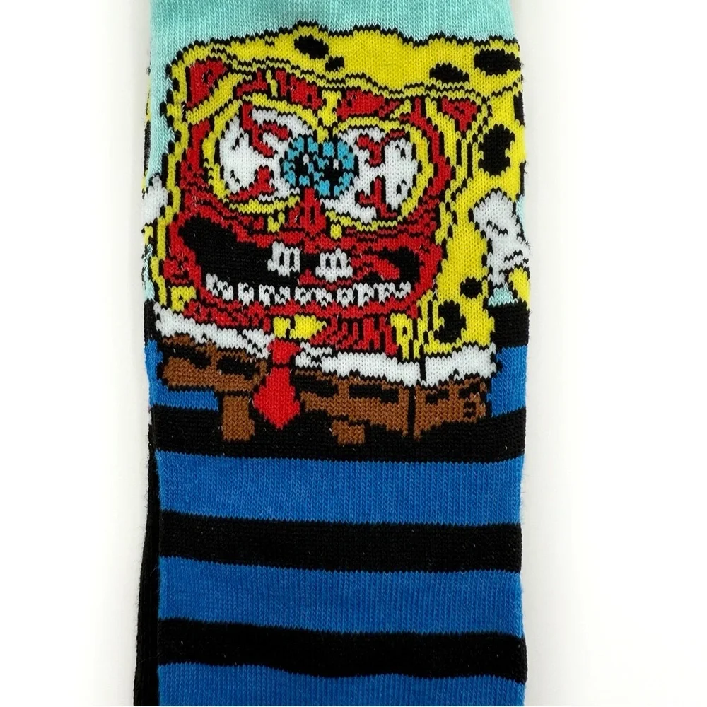 SpongeBob SquarePants Crew Socks Mens Womens Nickelodeon Black Blue Y2K Fun Gift